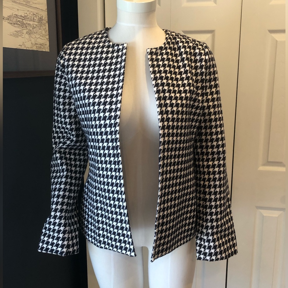 NWOT Talbots Navy White Houndstooth Jacket